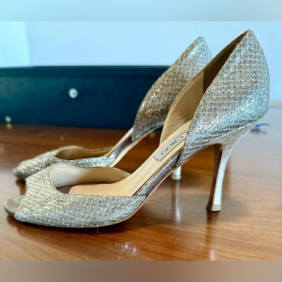 Jimmy Choo Peep Toe Glitter Sparkly Heel Womens 36 / US 6/6.5 - Picture 9 of 12